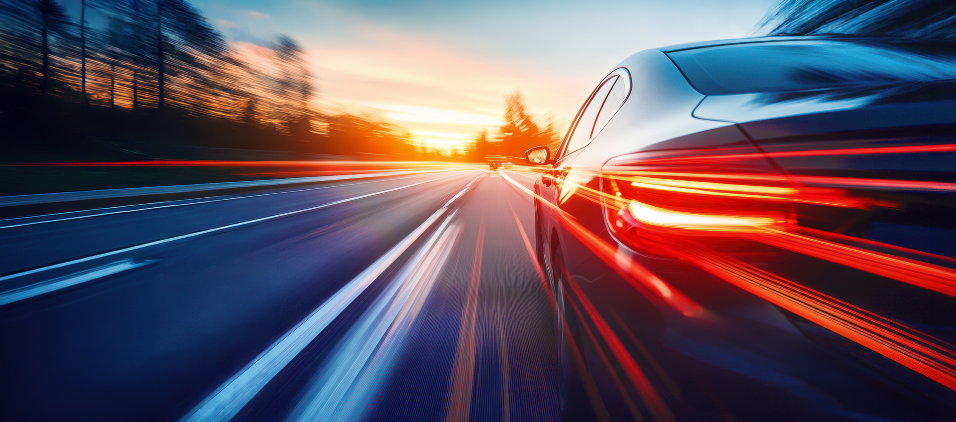 Car driving in the evening