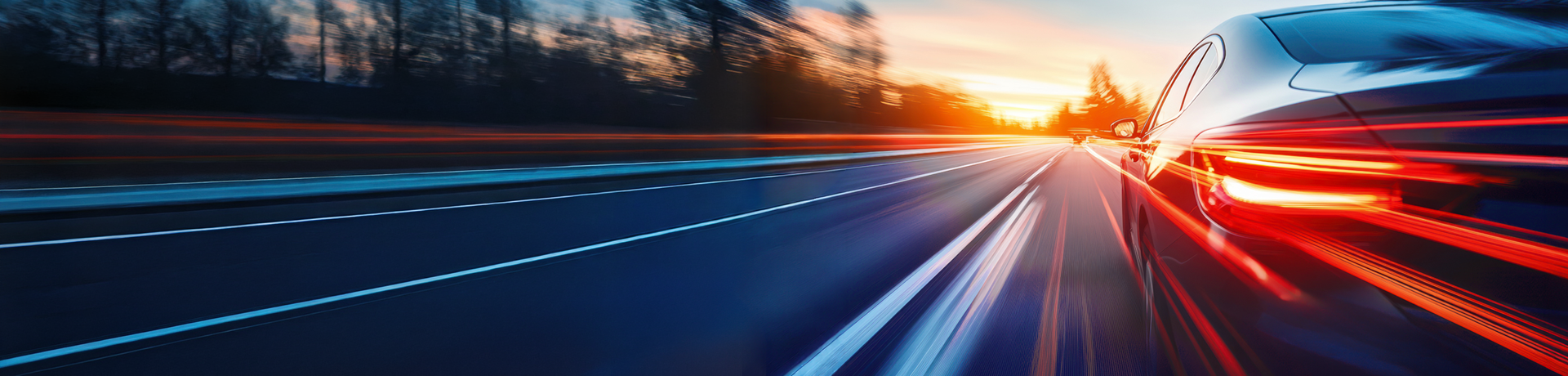 Car driving in the evening