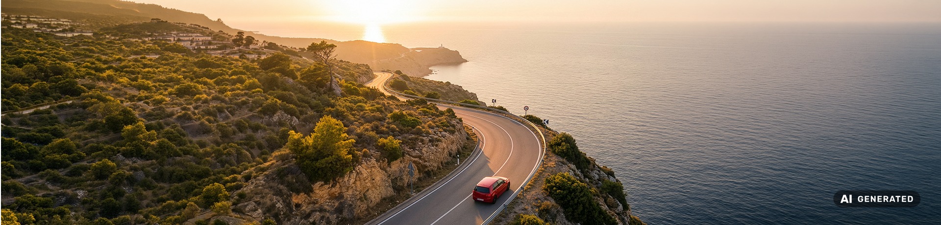 Vehicle at the seaside at sunset