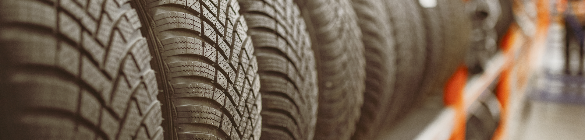 Tires in stock at a car workshop