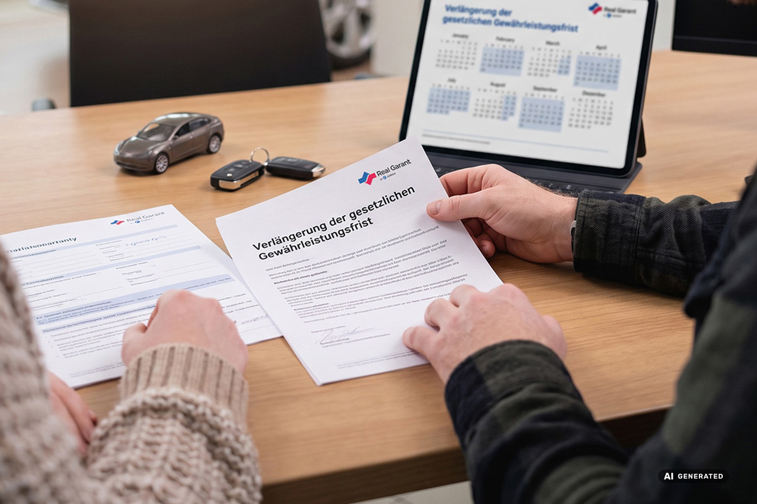 Dealership employees read an information on crossfunctional governance