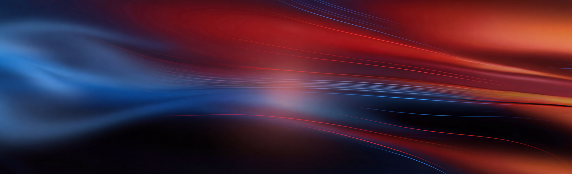 Abstract image with flowing blue and red lines on a dark background, suggesting dynamism and movement.
